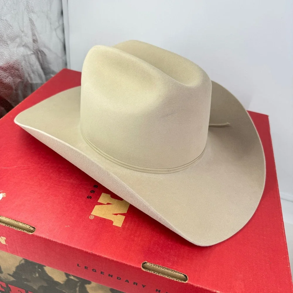 Vintage Stetson Cowboy Hat Men 7 1/2 Ranch Tan 5X Felt Cattleman Box Rare Rodeo